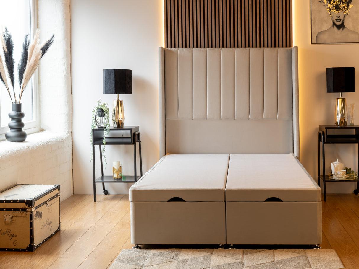 Apollo 9 Ottoman Divan Bed With 54'' Winged Floorstanding Headboard