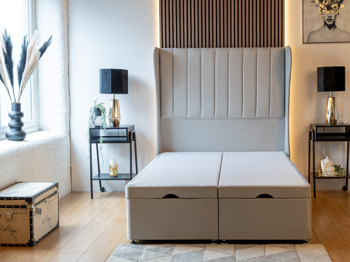 Apollo 9 Curved Wing Ottoman Divan Bed With 54'' Floorstanding Headboard