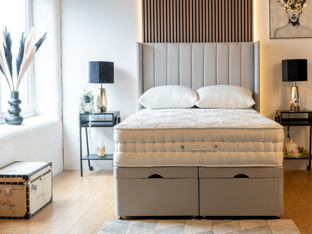 Apollo 9 Ottoman Divan Bed With 54'' Winged Floorstanding Headboard