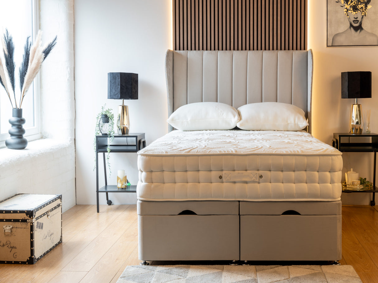 Apollo 9 Curved Wing Ottoman Divan Bed With 54'' Floorstanding Headboard