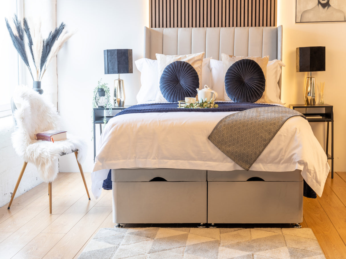 Apollo 9 Ottoman Divan Bed With 54'' Winged Floorstanding Headboard