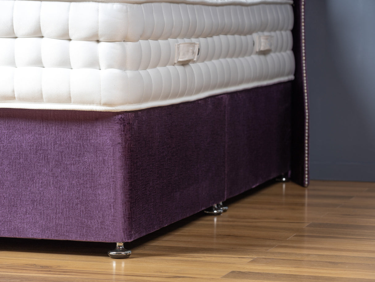 Butterfly Divan Bed Set With Mattress Options And Floorstanding 54" Curved Winged Headboard