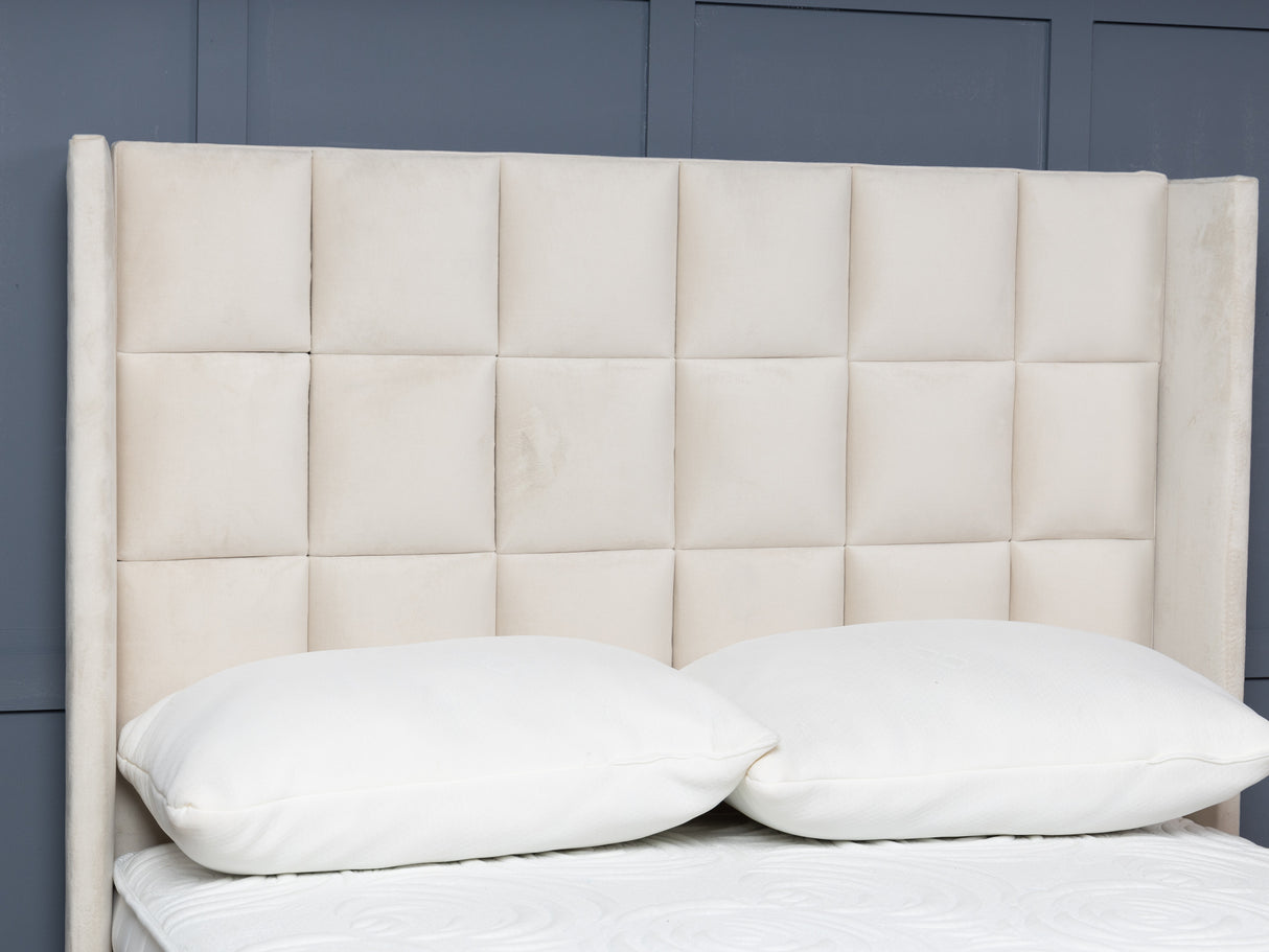 Cube Alistair Divan Bed Set With Mattress Options And Floorstanding Winged Headboard