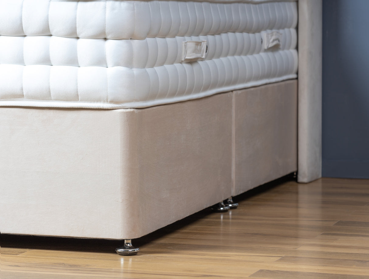 3 Panel Divan Bed Set With Mattress Options And Floorstanding Curved Winged Headboard