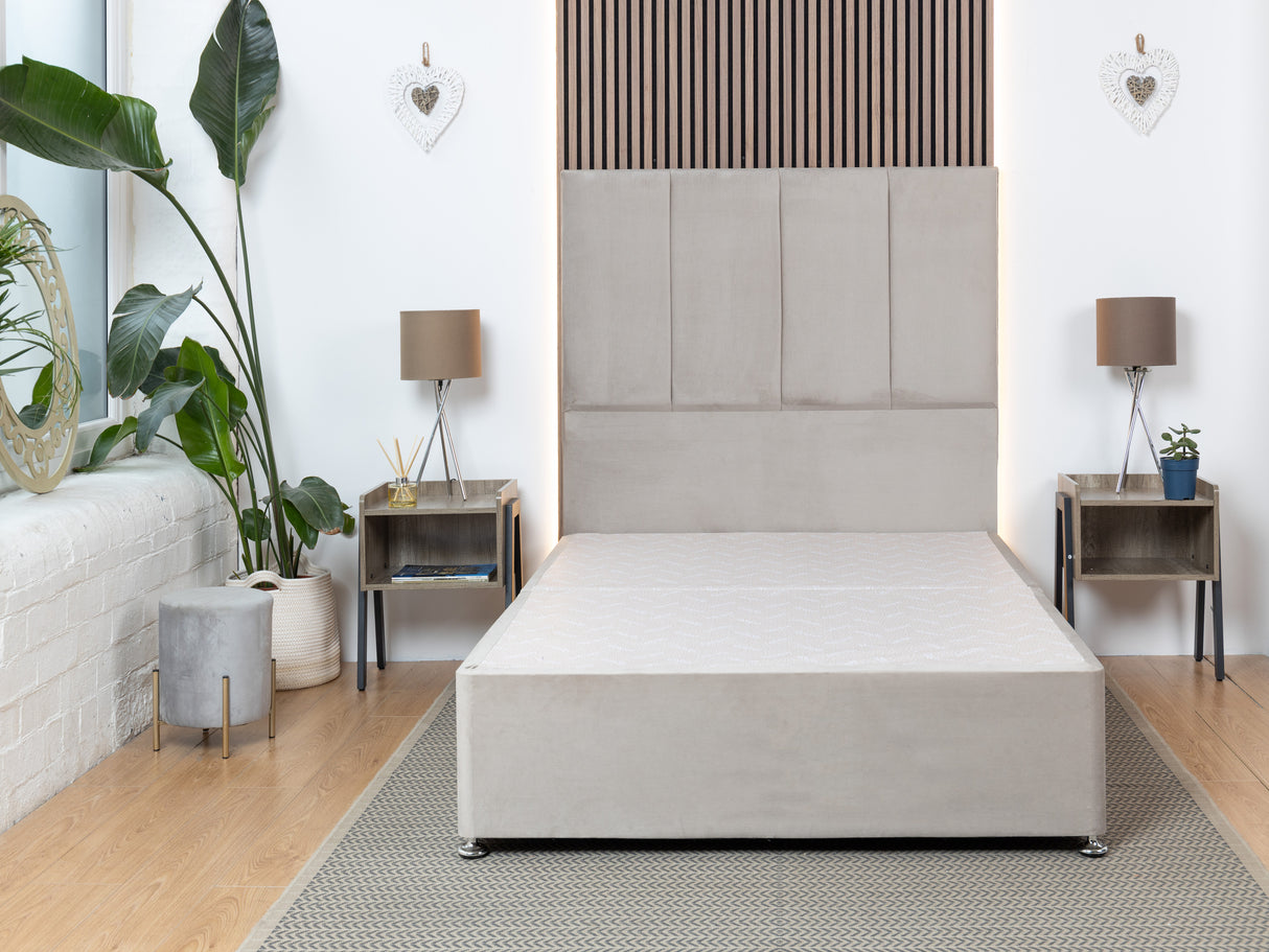 Cardiff Divan Bed Set With Vertical Panel Headboard