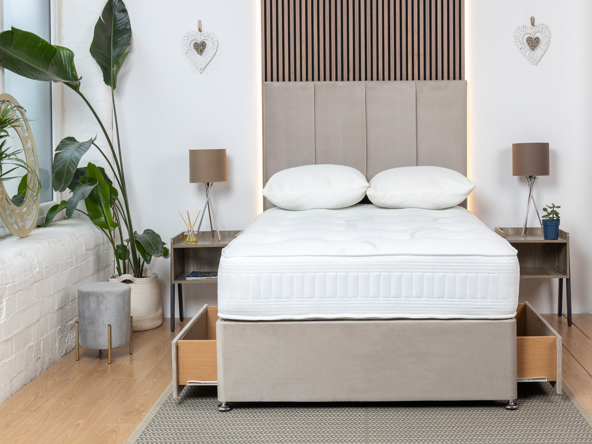 Cardiff Divan Bed Set With Vertical Panel Headboard