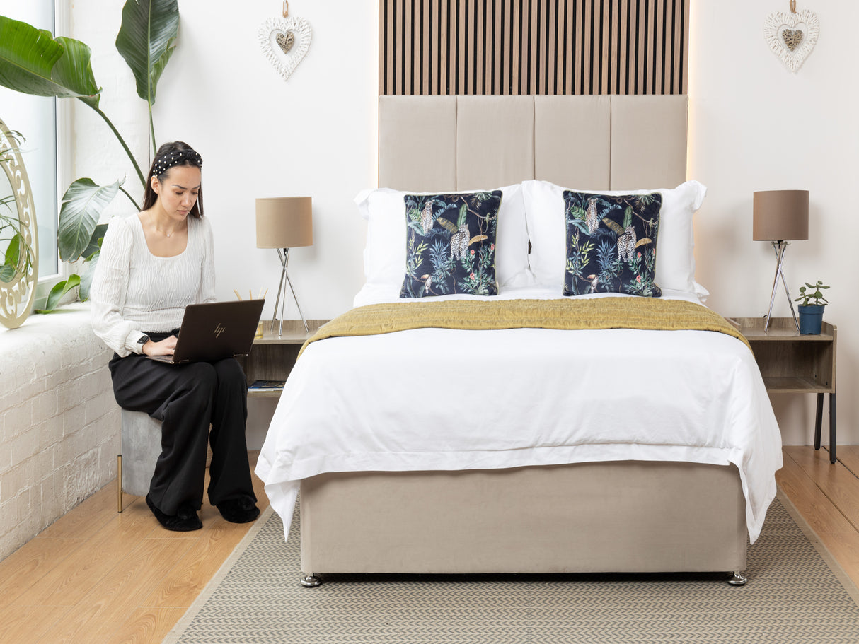 Cardiff Divan Bed Set With Vertical Panel Headboard