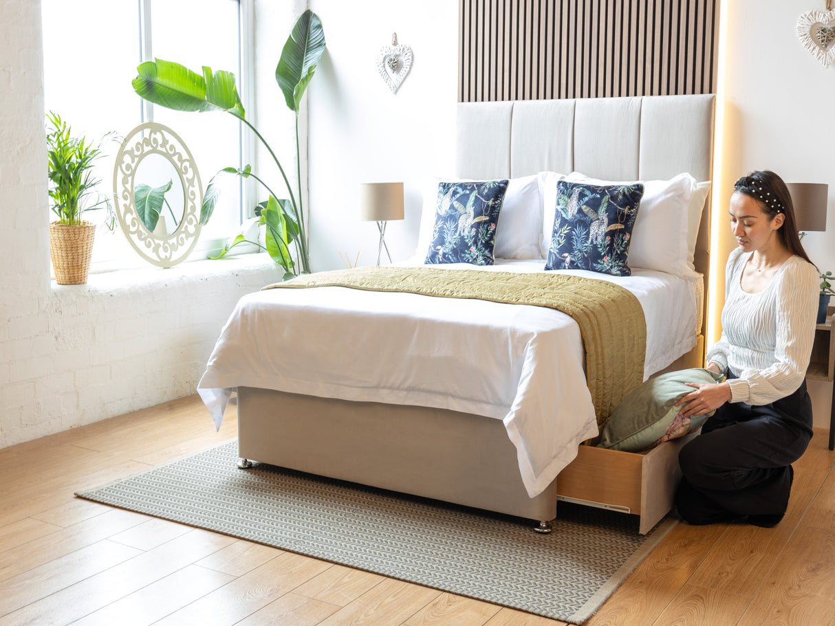 Cardiff Divan Bed Set With Vertical Panel Headboard