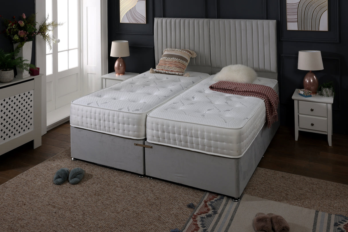 Kashmere Zip and Link 2000 Pocket Cool Blue Divan Bed Set Firm