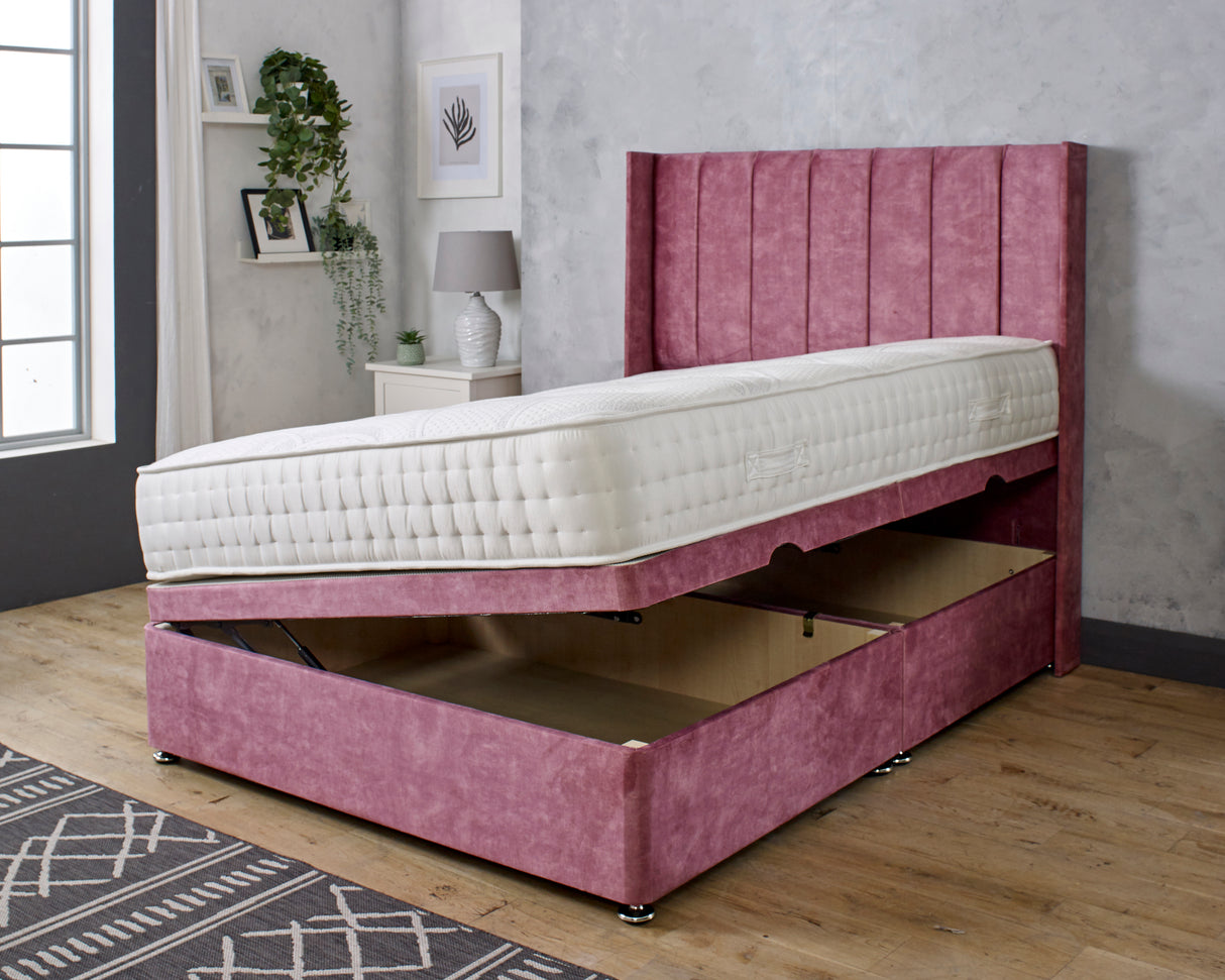 Hilton Ottoman Divan Bed With 54'' Winged Floorstanding Headboard