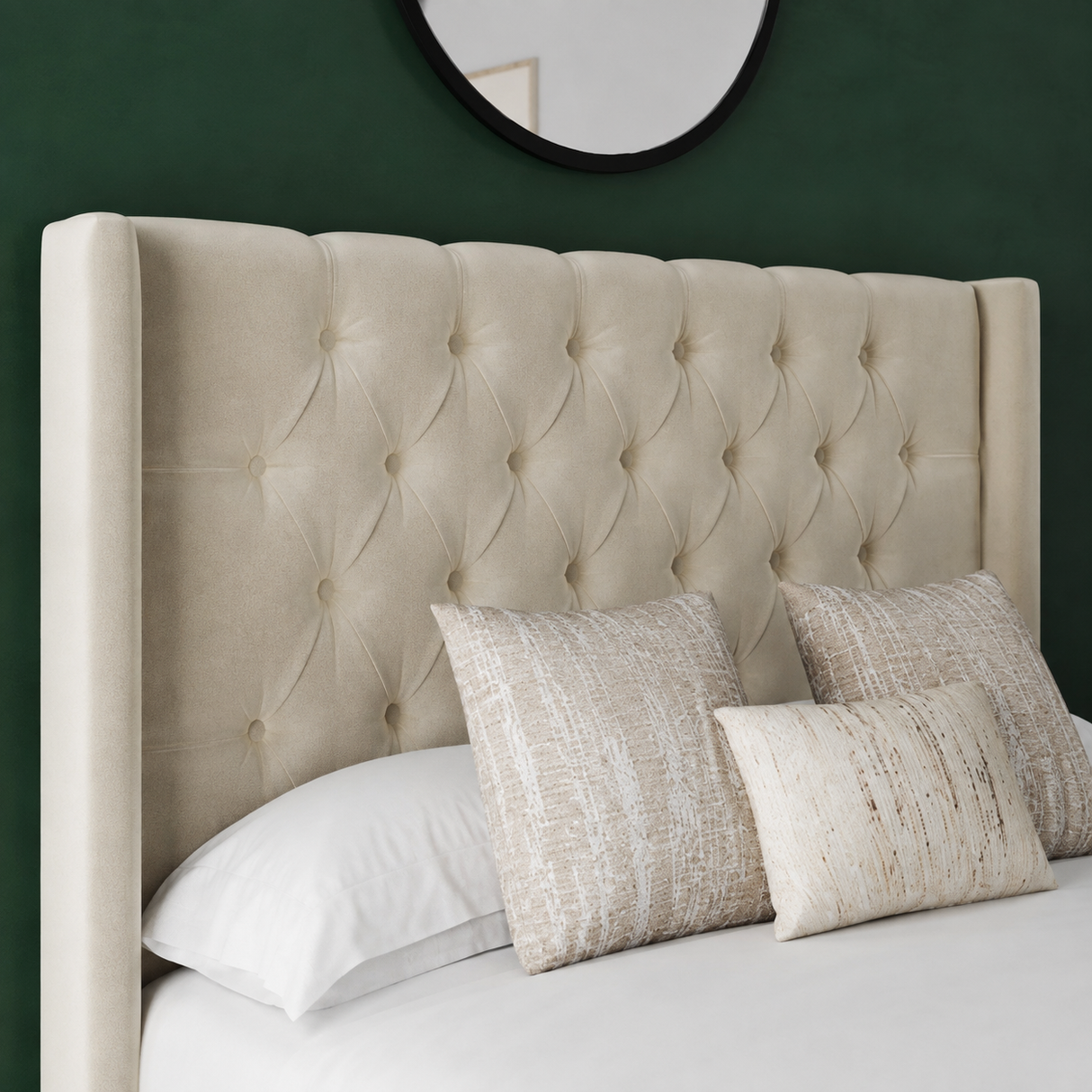 Emily Wing Ottoman Divan Bed With 54'' Winged Floorstanding Headboard