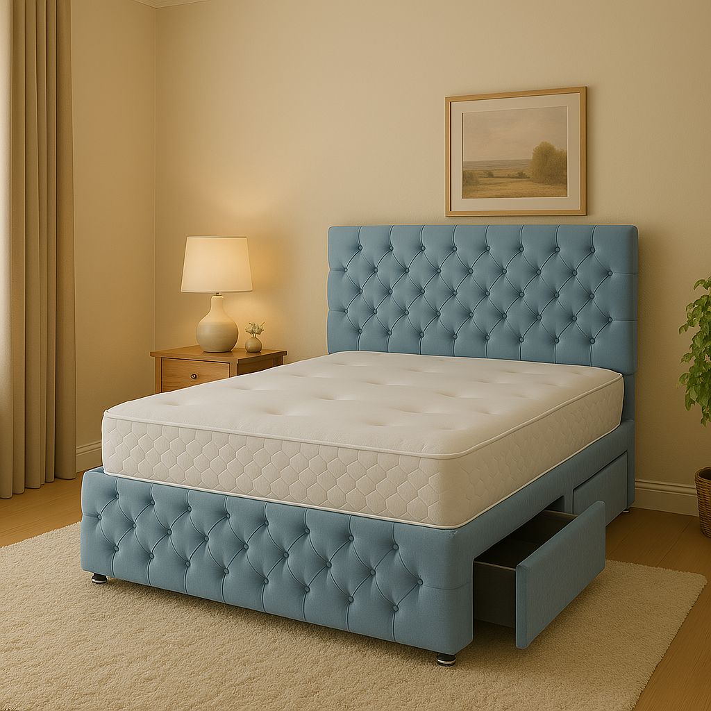 Bedroom Beauty Chesterfield Divan Bed Set with Headboard