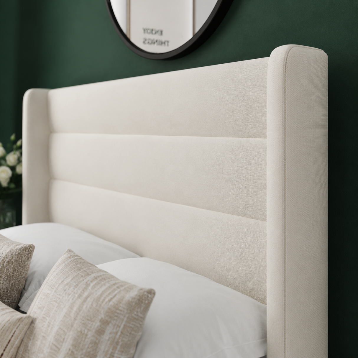 Zara Divan Bed Set with 54" Winged Floorstanding Headboard & Mattress Options