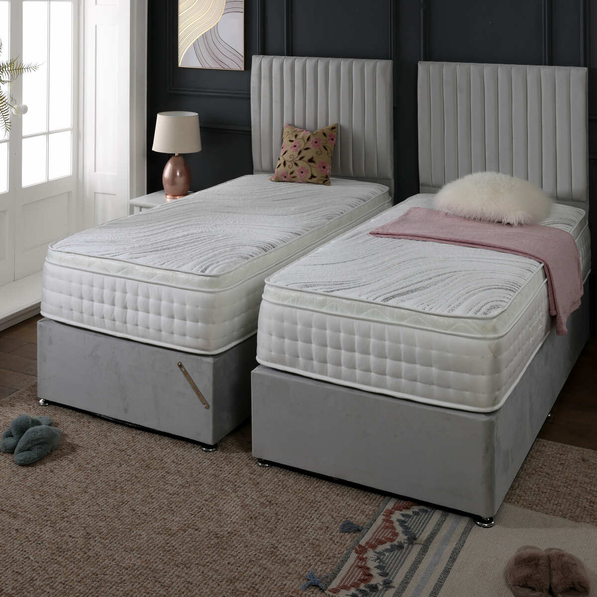 Spacebox Soft Zip and Link 1000 Pocket Sprung Pillow Box Divan Bed Set