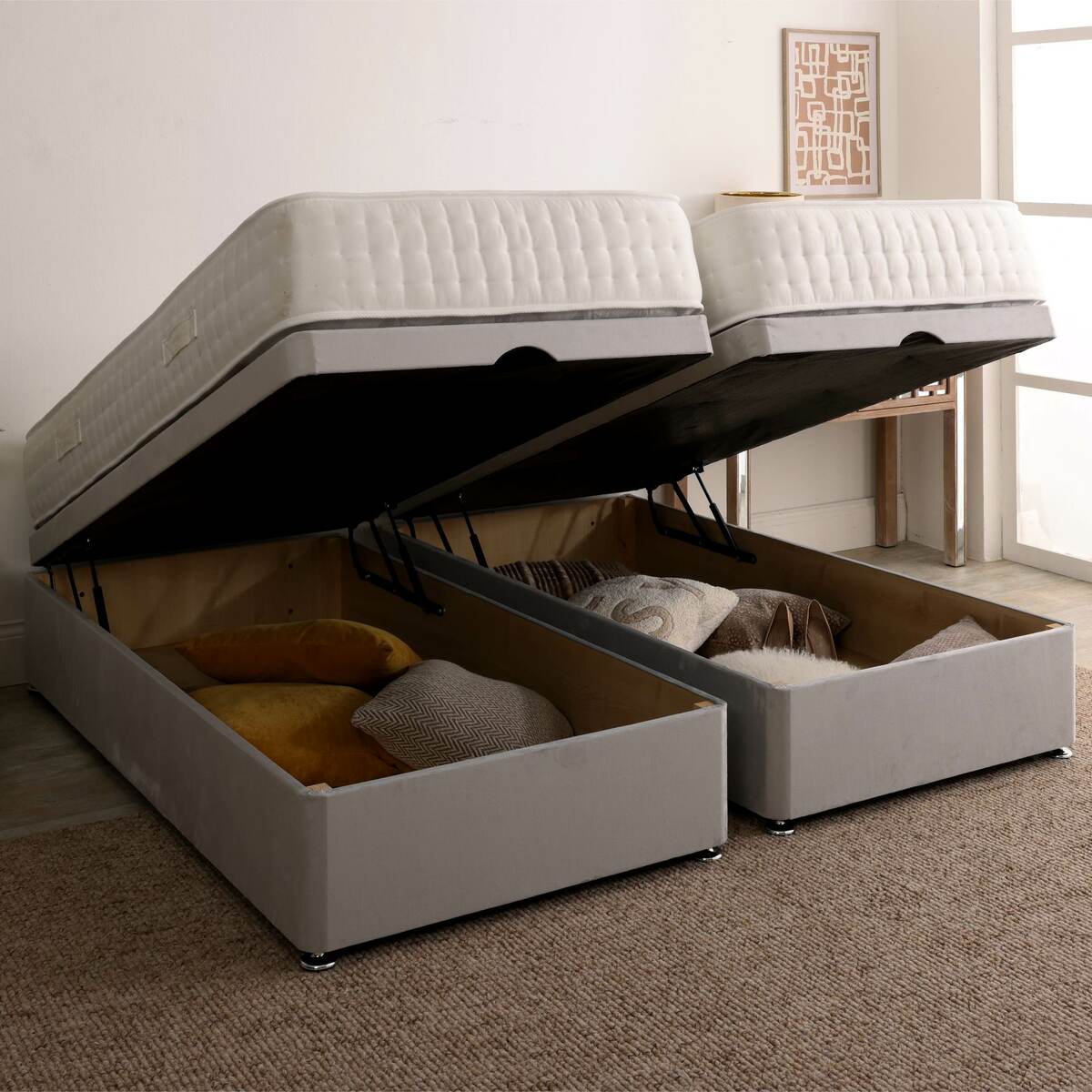 Kashemere Firm Cool Blue Zip and Link Ottoman Divan Set