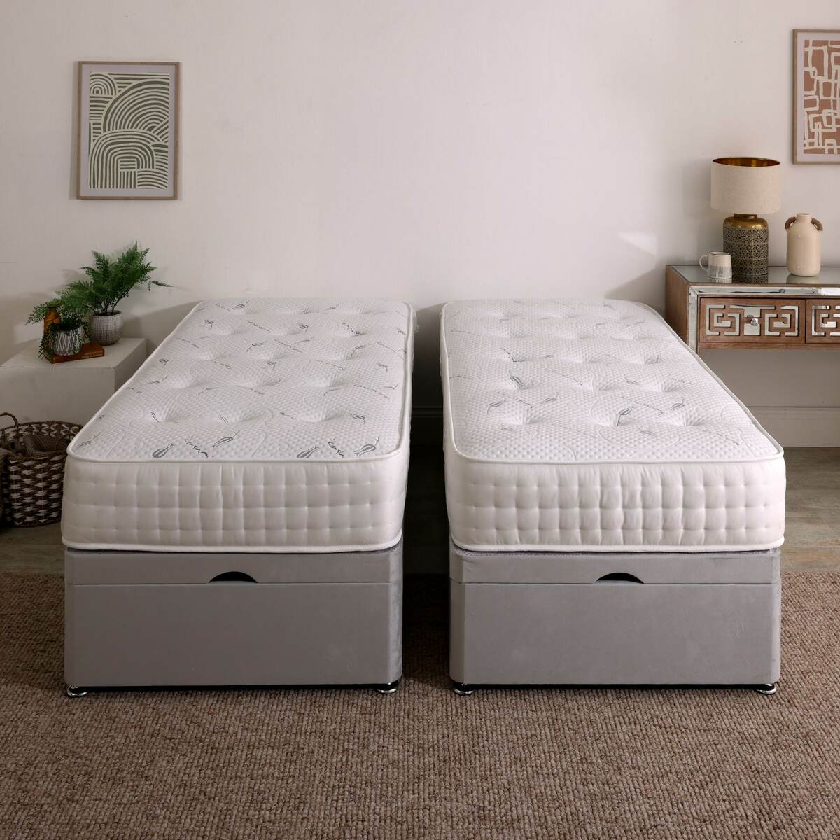 Kashemere Firm Cool Blue Zip and Link Ottoman Divan Set