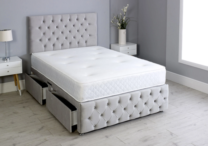 Bedroom Beauty Chesterfield Divan Bed Set with Headboard