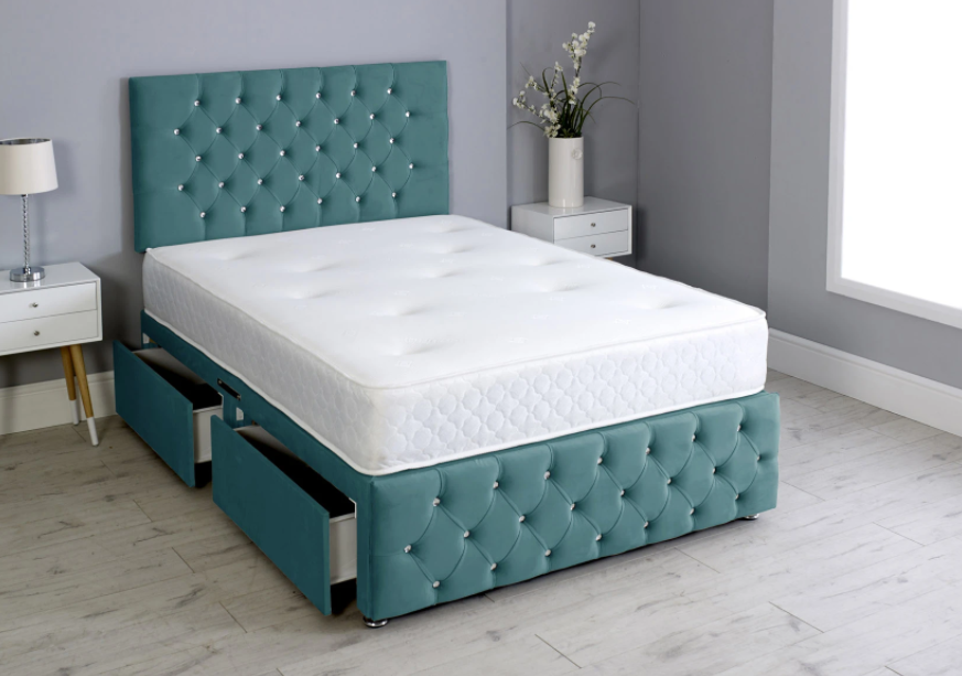 Bedroom Beauty Chesterfield Divan Bed Set with Headboard
