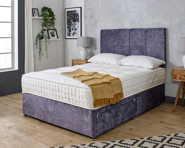 Cardiff Divan Bed Set With Vertical Panel Headboard