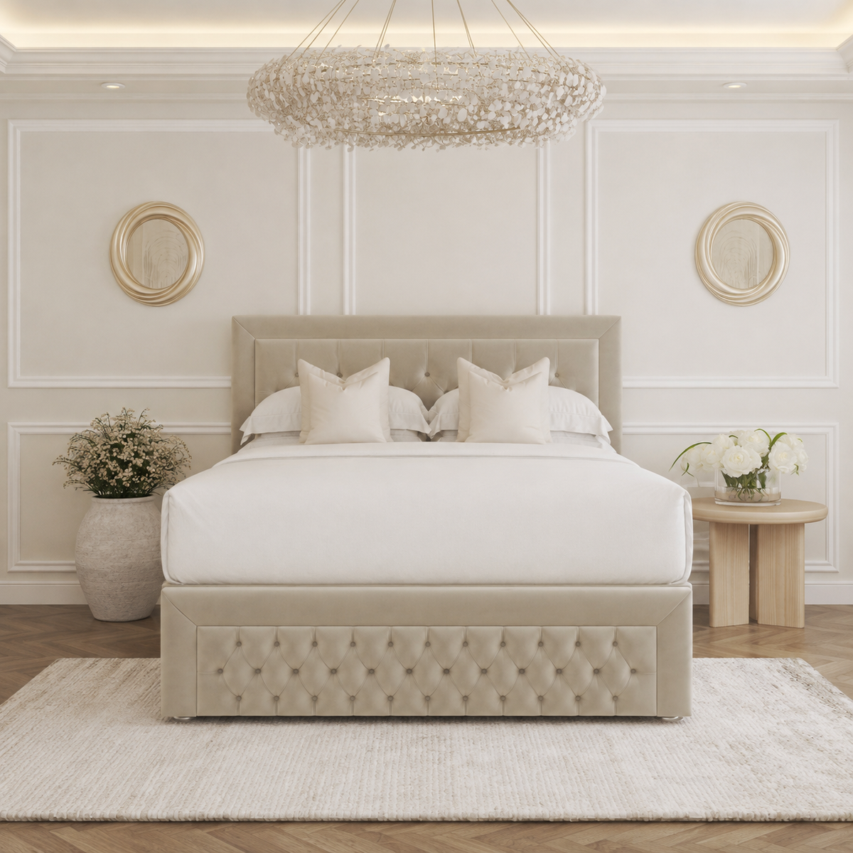 Chesterfield Padded Divan Bed Base with Footboard
