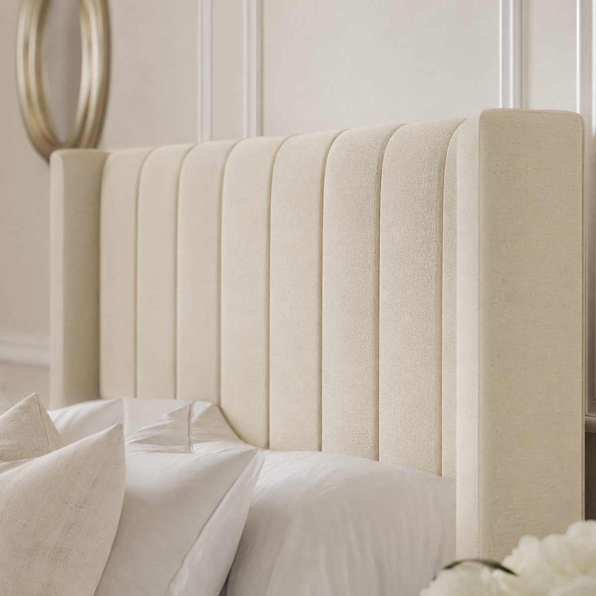 Hilton Ottoman Divan Bed with Footboard and Winged Floorstanding Headboard