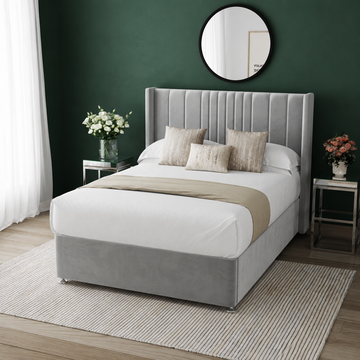 Mia Divan Bed Set with 54" Floorstanding Headboard