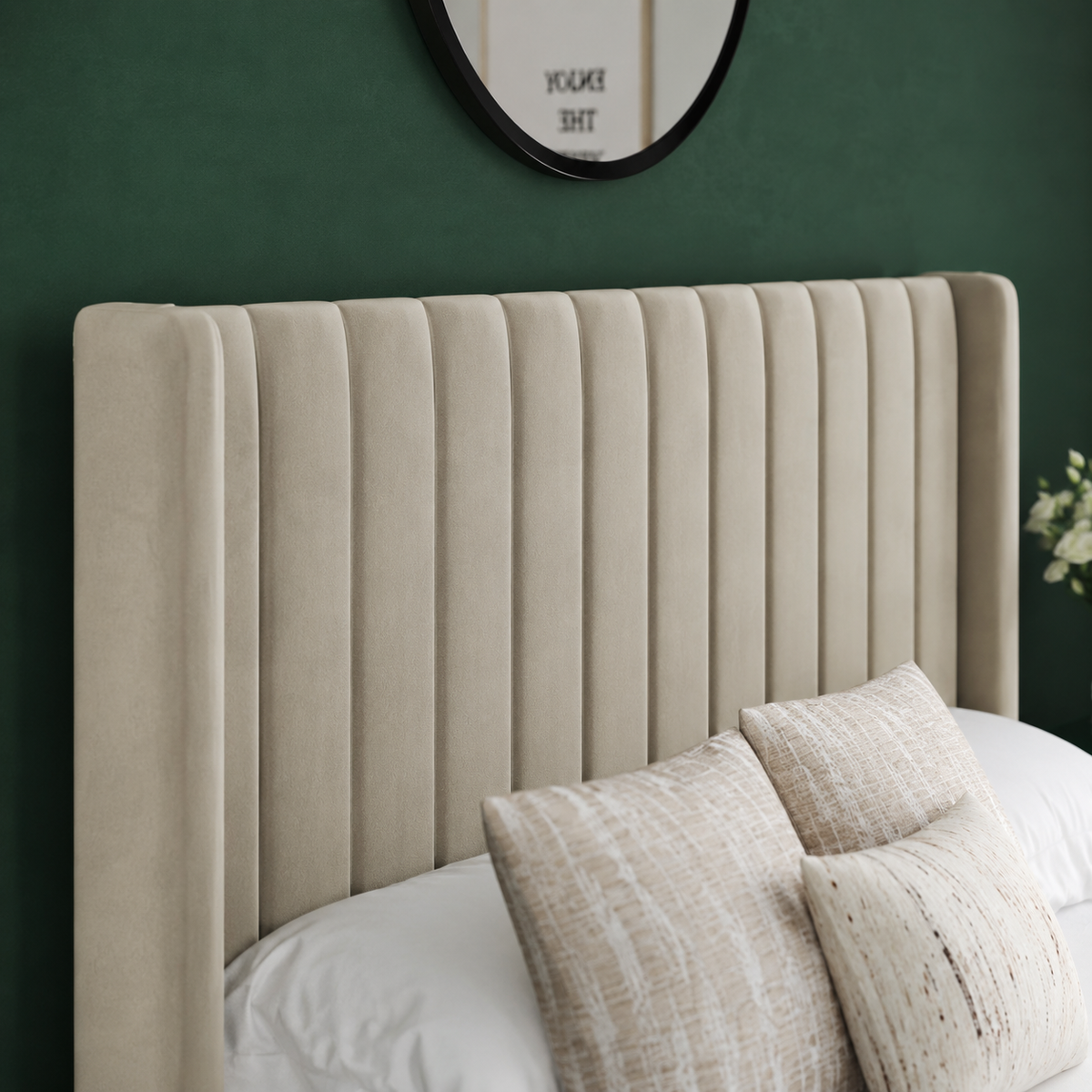 Milano Divan Bed Set with 54" Winged Floorstanding Headboard & Mattress Options