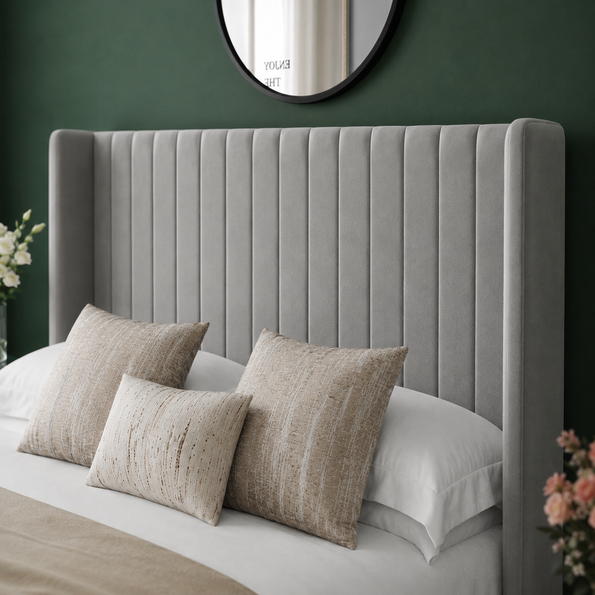 Milano Wing Ottoman Divan Bed with 54" Winged Floorstanding Headboard