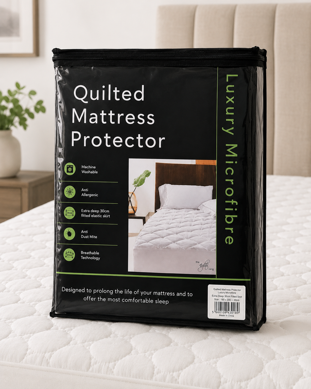 Luxury Microfibre Quilted Mattress Protector – fitted corner and skirt