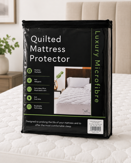 Luxury Waterproof Microfibre Quilted Mattress Protector – fitted corner and skirt