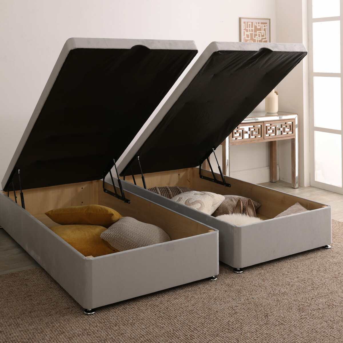 Divan Club Kashemere Firm Cool Blue Zip and Link Ottoman Divan Set – Everest Beds
