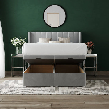 Hilton Ottoman Divan Bed With 54'' Winged Floorstanding Headboard
