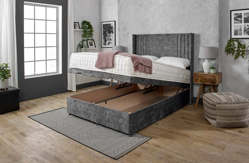 Sauvage Wing Ottoman Divan Bed With 54'' Winged Headboard